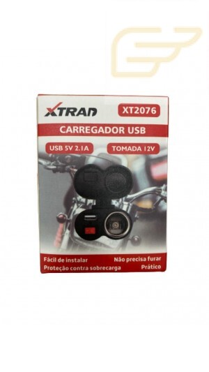 CARREGADOR USB 5V 2.1A COM TOMADA 12V PARA MOTOCICLETA XTRAD XT2076