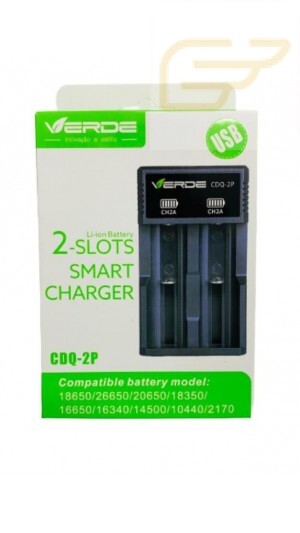 CARREGADOR DE PILHAS 2 SLOTS 2A OU 3A VERDE CDQ-2P