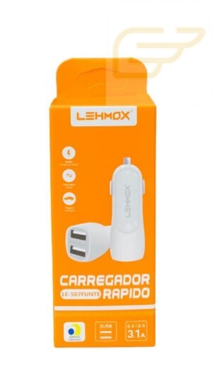 CARREGADOR VEICULAR 2USB LEHMOX LE-507