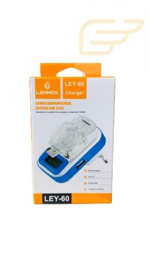 CARREGADOR UNIVERSAL DE BATERIA/USB LEHMOX LEY-60