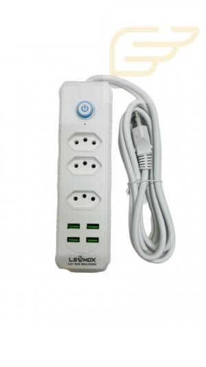EXTENSAO COM TOMADA 2M 3 ENTRADAS E 4 USB LEHMOX LEY-1609
