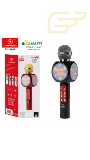 MICROFONE DE KTV BLUETOOTH COM LED KAPBOM KA-1000