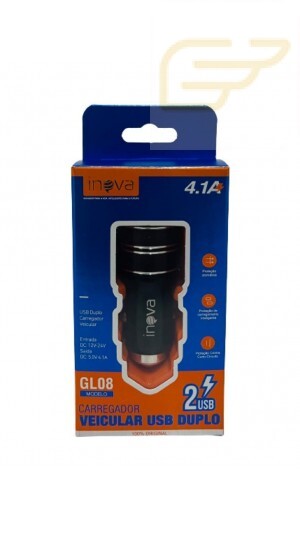 CARREGADOR VEICULAR 4.1A COM 2USB INOVA GL08