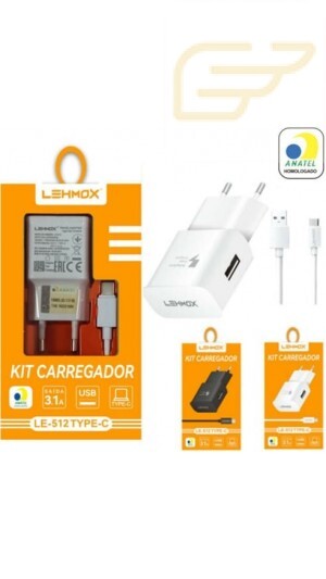 CARREGADOR USB TIPO C 3.1A LEHMOX LE-512TYPEC