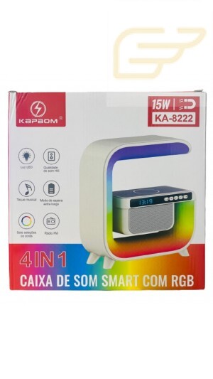 CAIXA DE SOM BLUETOOTH COM CARREGAMENTO POR INDUCAO E LED KAPBOM KA-8222
