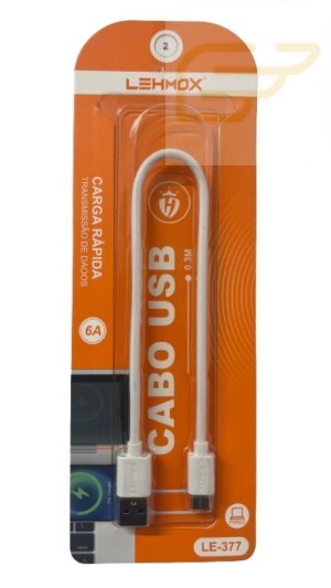 CABO USB TIPO C 30CM CARGA RAPIDA 6A LEHMOX LE-377