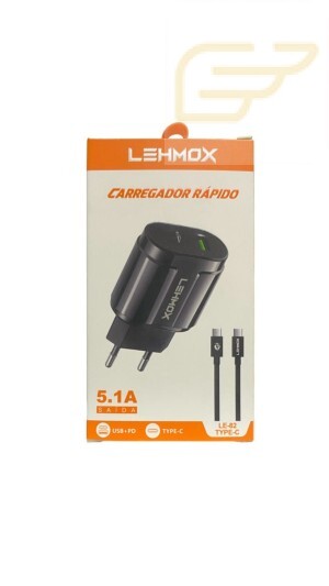 CARREGADOR TURBO 5.1A USB C/TIPO C LEHMOX LE-82TYPEC