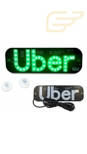 PLACA LETREIRO EM LED USB COM VENTOSA USB-UBER