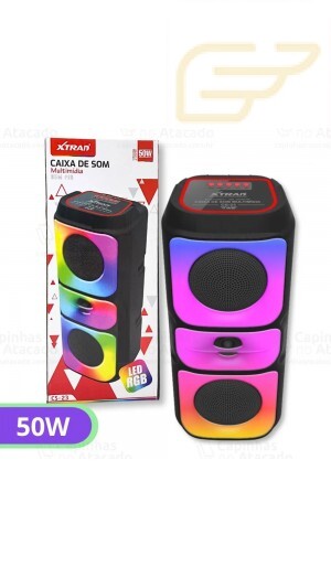 CAIXA DE SOM SEM FIO COM LED RGB 50W XTRAD CS-23