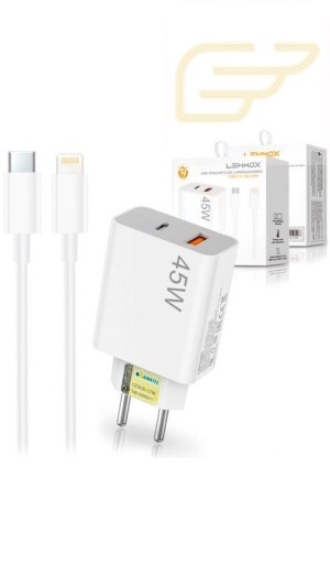 CARREGADOR TURBO 45W USB C/ LIGHTNING LEHMOX LE-405 A+IOS