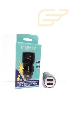 CARREGADOR VEICULAR USB DUPLO 2.4/3.4A INOVA CAR-8591
